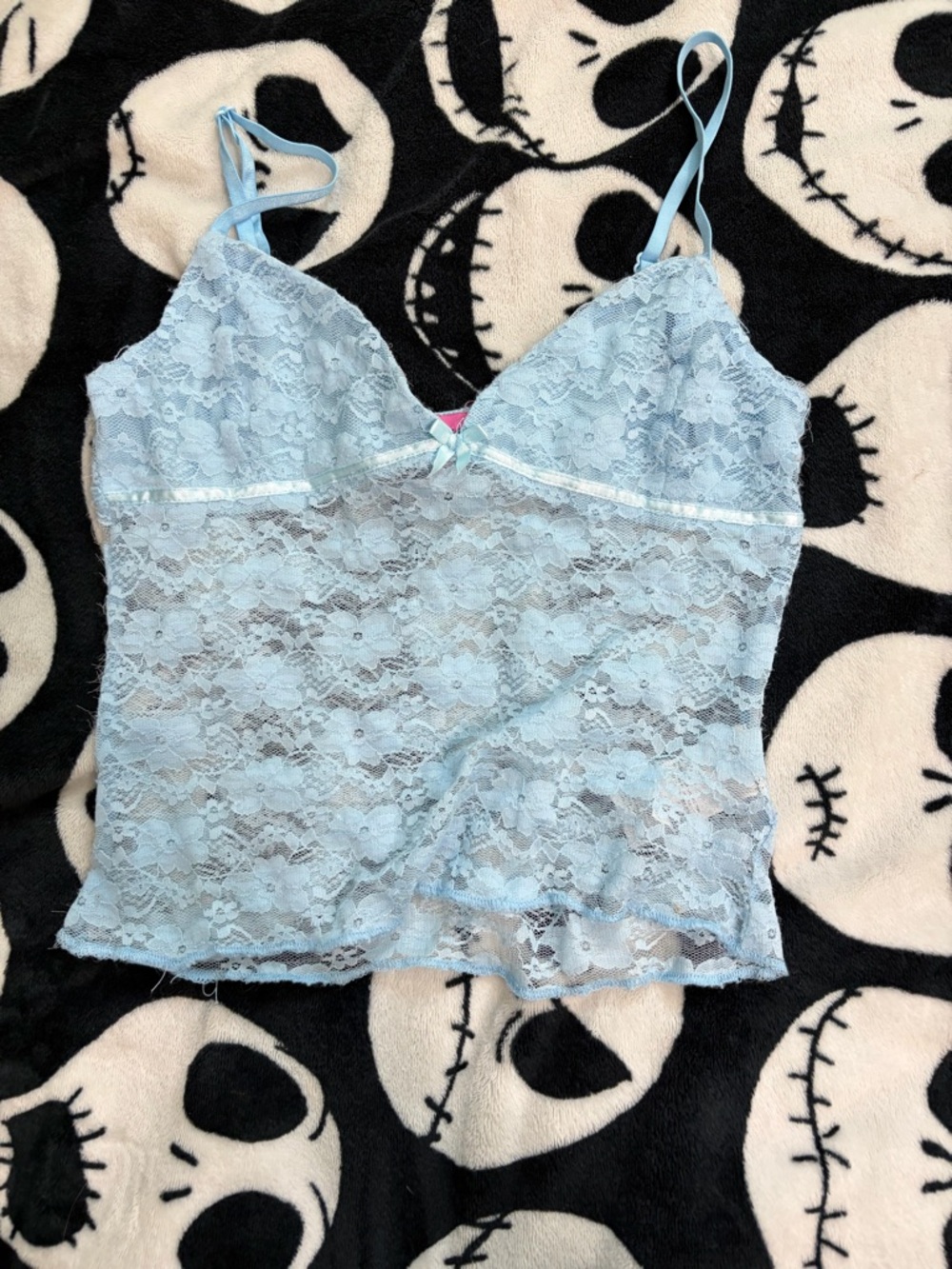 Edikted Light Blue Lace Camisole with Bow Accent